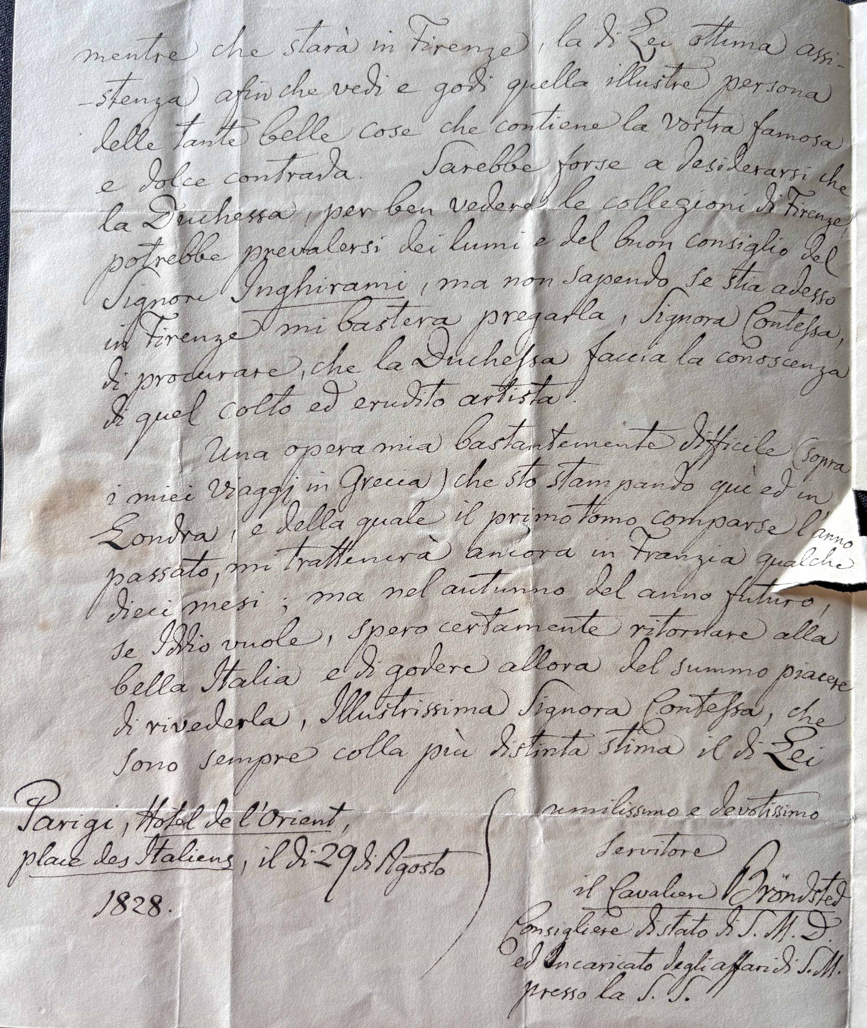 Pietro Brönstedt sua lettera